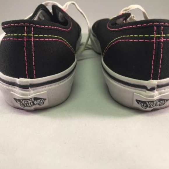 Black Vans w/ Neon Pink and Yellow Stitching - Picture 5 of 8